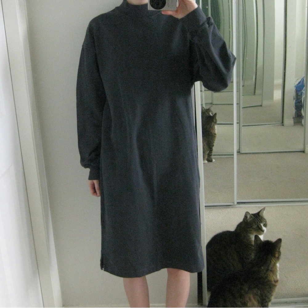 UNIQLO Navy Crewneck Midi Dress